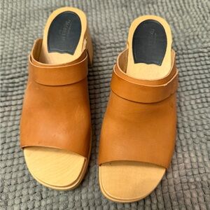 Swedish Hasbeens Brown Leather Mules